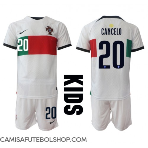 Camisa de time de futebol Portugal Joao Cancelo #20 Replicas 2º Equipamento Infantil Mundo 2022 Manga Curta (+ Calças curtas)